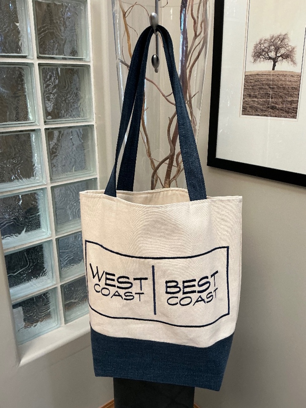 Tote Bag, Large Custom Design Beach Nautical Embroidery. Made in Canada